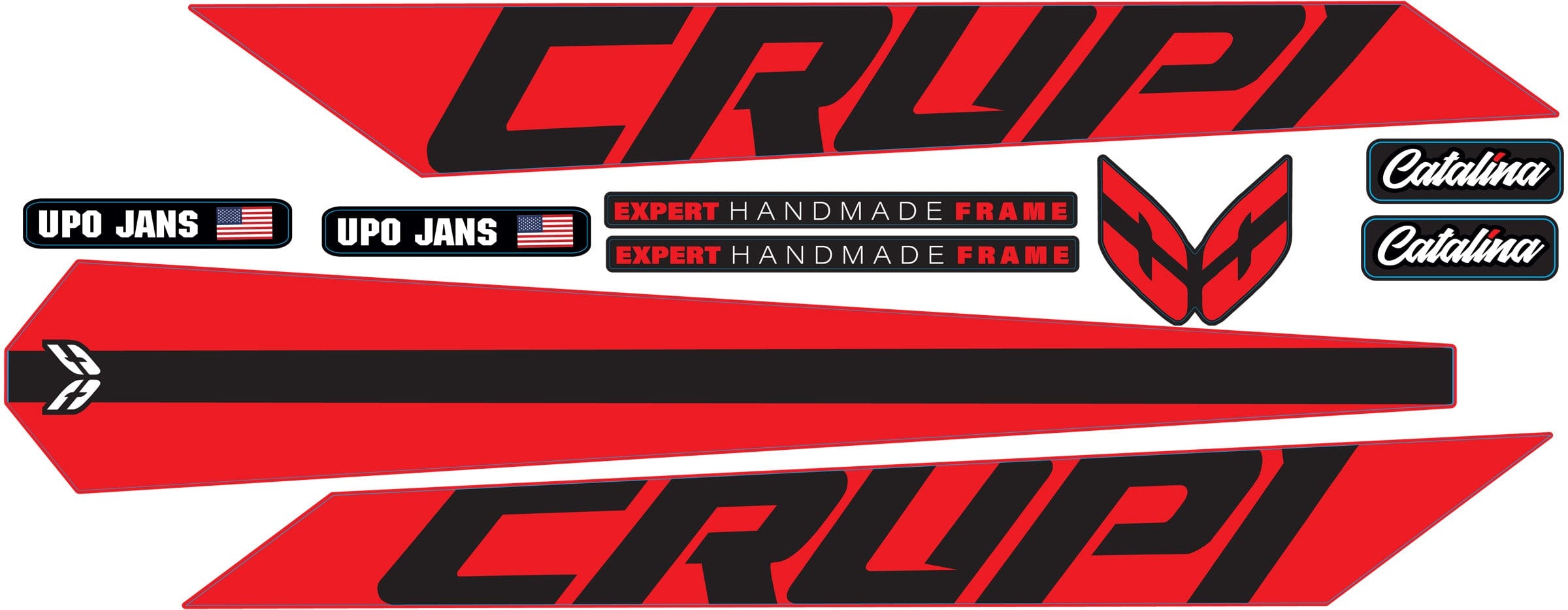 Crupi BMX Decals Red 2024 Catalina Frame Decal
