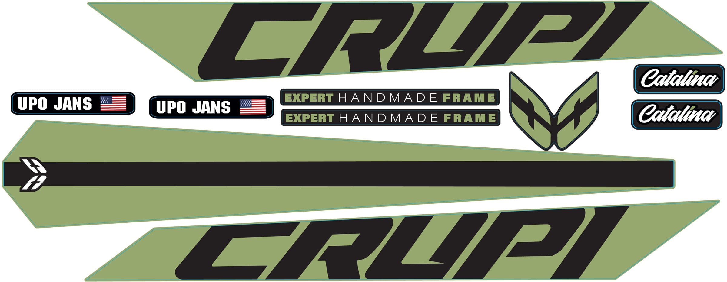 Crupi BMX Decals Sage wBlack 2024 Catalina Frame Decal
