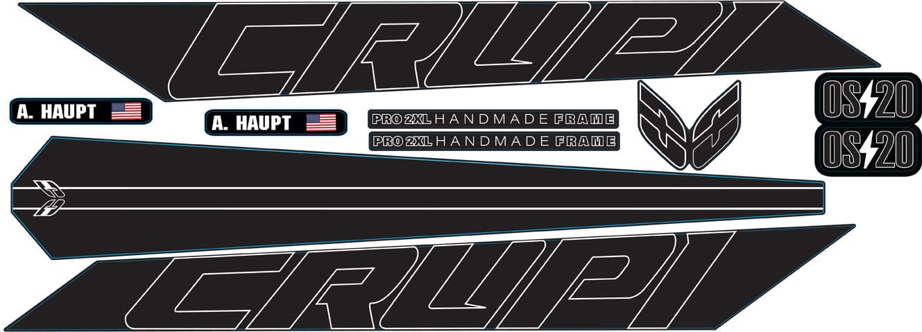 Crupi BMX Decals All Black 2024 OS20 Frame Decals