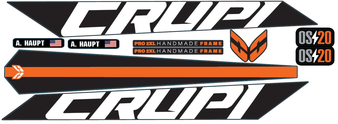 Crupi BMX Decals Black wOrange 2024 OS20 Frame Decals