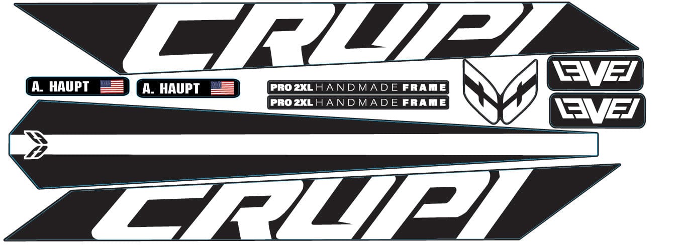Crupi BMX Decals Black wWhite 2024 Level Frame Decals