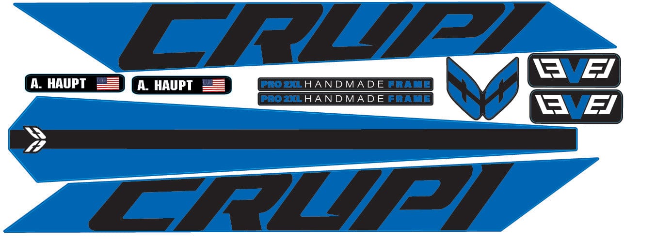 Crupi BMX Decals Blue 2024 Level Frame Decals