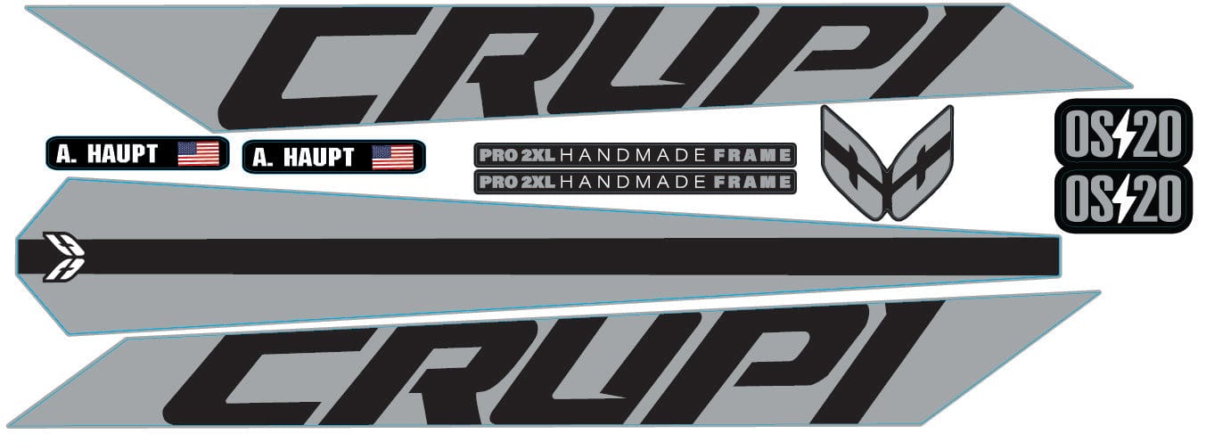 Crupi BMX Decals Grey 2024 OS20 Frame Decals