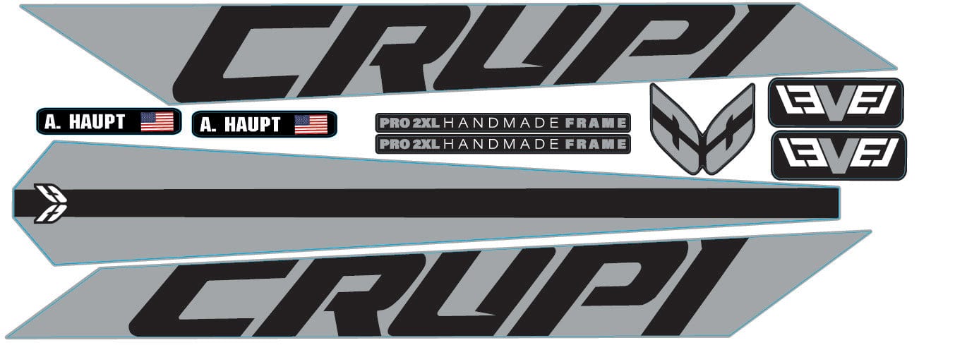 Crupi BMX Decals Grey 2024 Level Frame Decals