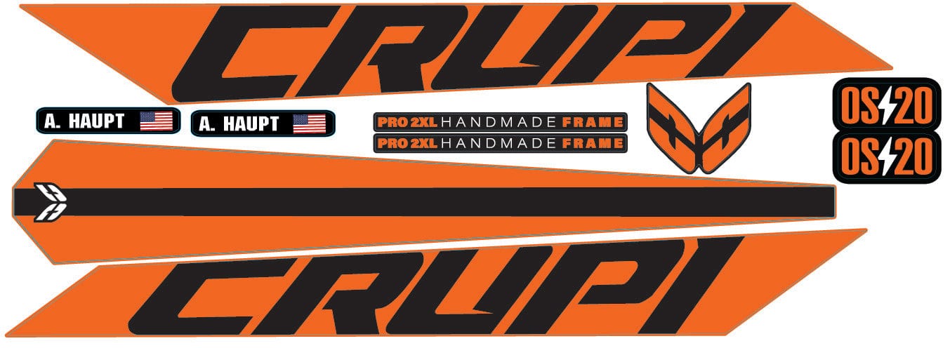 Crupi BMX Decals Orange 2024 OS20 Frame Decals