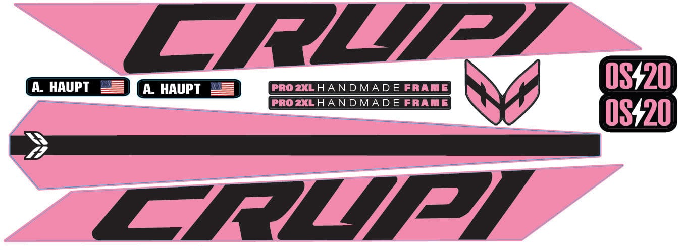 Crupi BMX Decals Pink 2024 OS20 Frame Decals