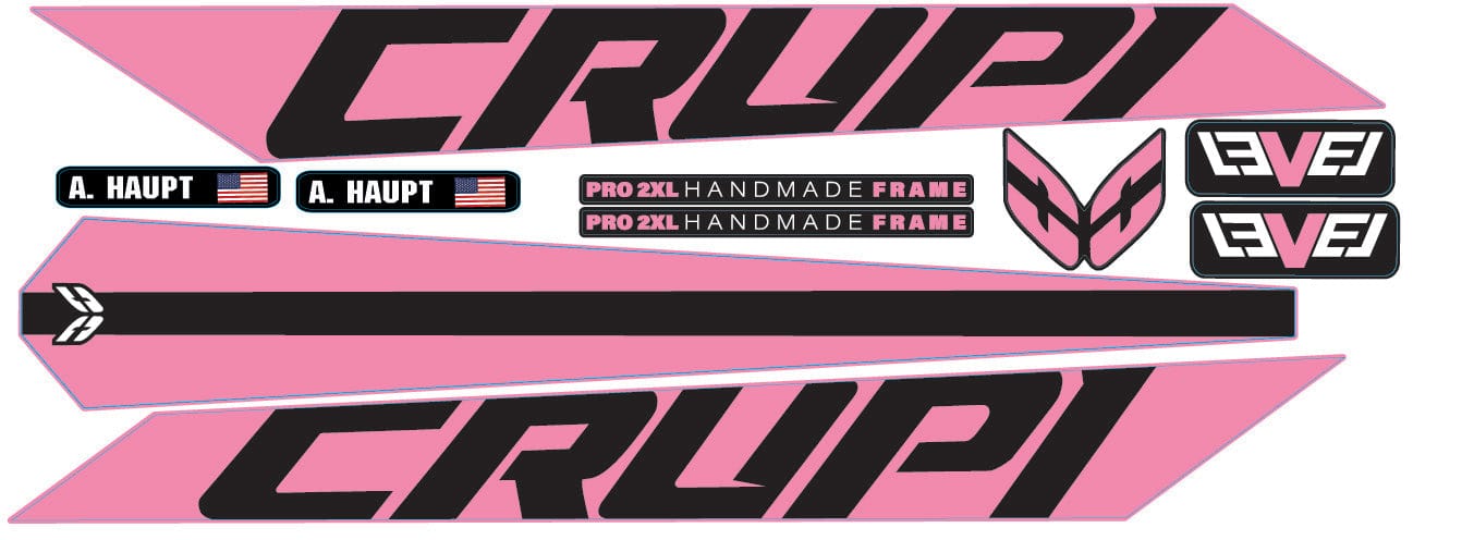 Crupi BMX Decals Pink 2024 Level Frame Decals