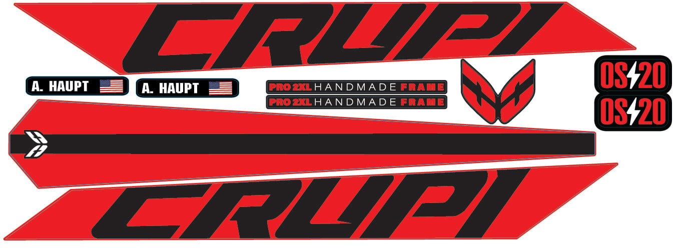 Crupi BMX Decals Red 2024 OS20 Frame Decals