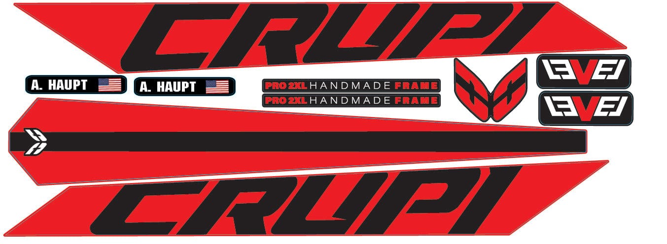Crupi BMX Decals Red 2024 Level Frame Decals