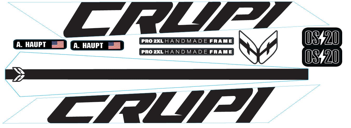 Crupi BMX Decals White 2024 OS20 Frame Decals