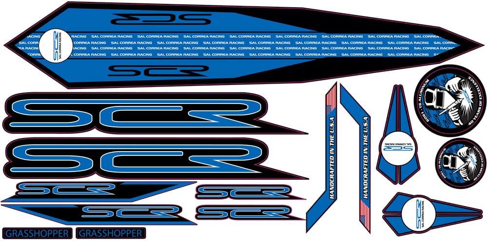 Sal Correa Racing Decals Small - Micro thru Expert / Blue 2024 SCR Frame Decals