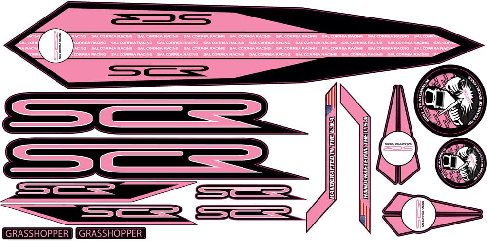 Sal Correa Racing Decals Small - Micro thru Expert / Pink 2024 SCR Frame Decals