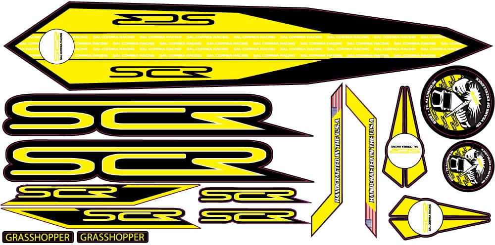 Sal Correa Racing Decals Small - Micro thru Expert / Yellow 2024 SCR Frame Decals