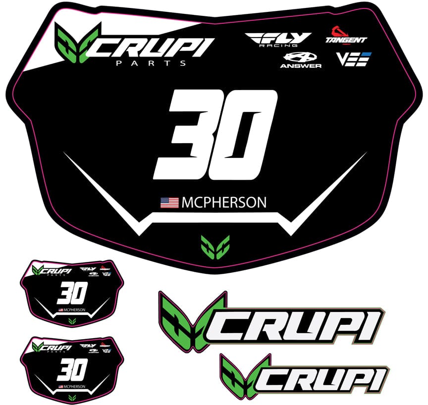 Crupi BMX Decals Mini Plate / Black w/Wht # Custom Number Plate Decals