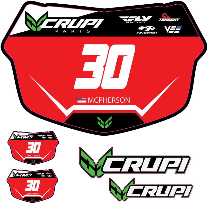 Crupi BMX Decals Mini Plate / Red w/Wht # Custom Number Plate Decals