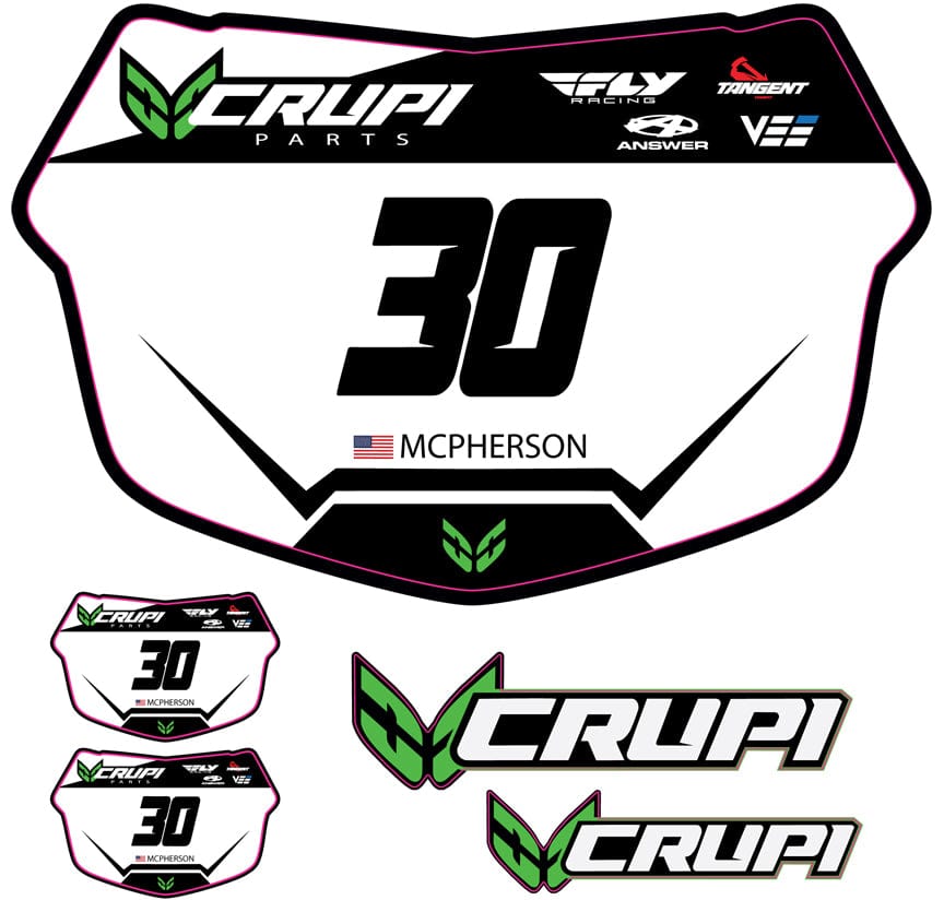 Crupi BMX Decals Mini Plate / White w/Blk # Custom Number Plate Decals