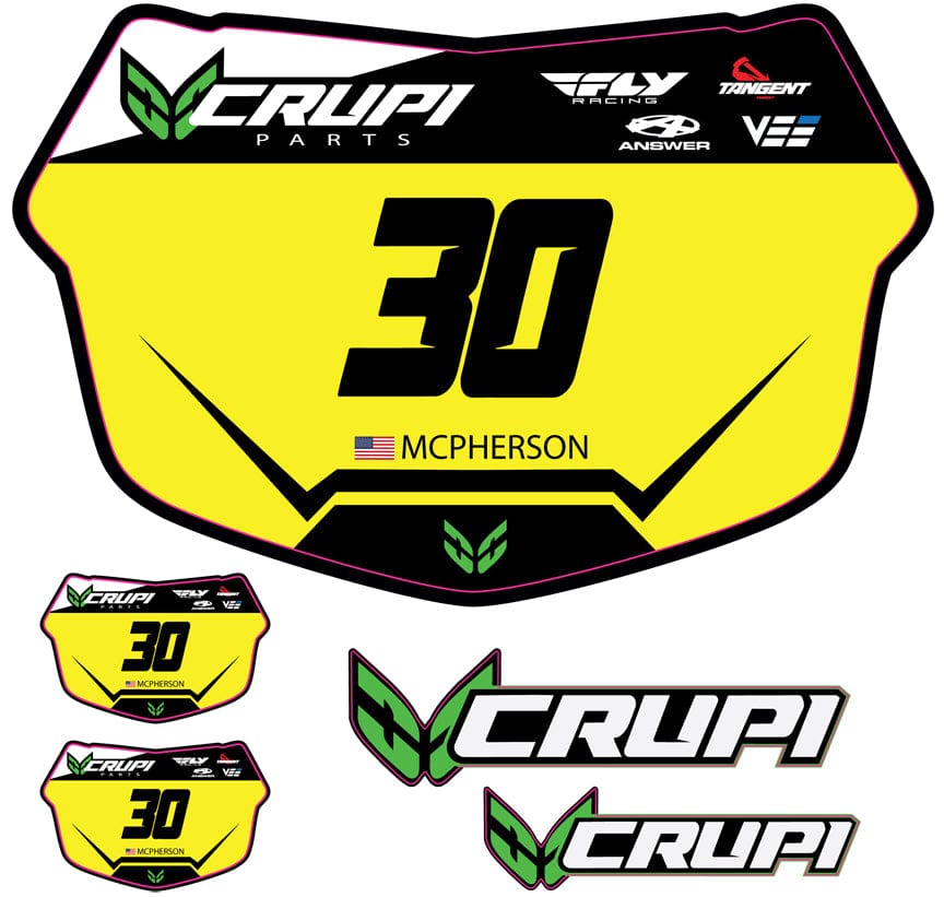 Crupi BMX Decals Mini Plate / Yellow w/Blk # Custom Number Plate Decals