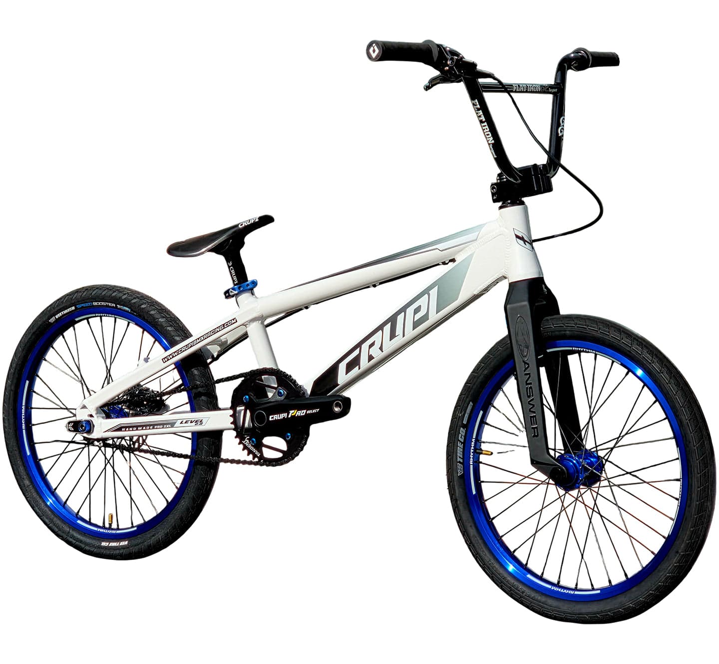 Crupi BMX Complete Bike White / with Blue parts / with Black/White Fade decals Level 2.0 Pro Complete Bike