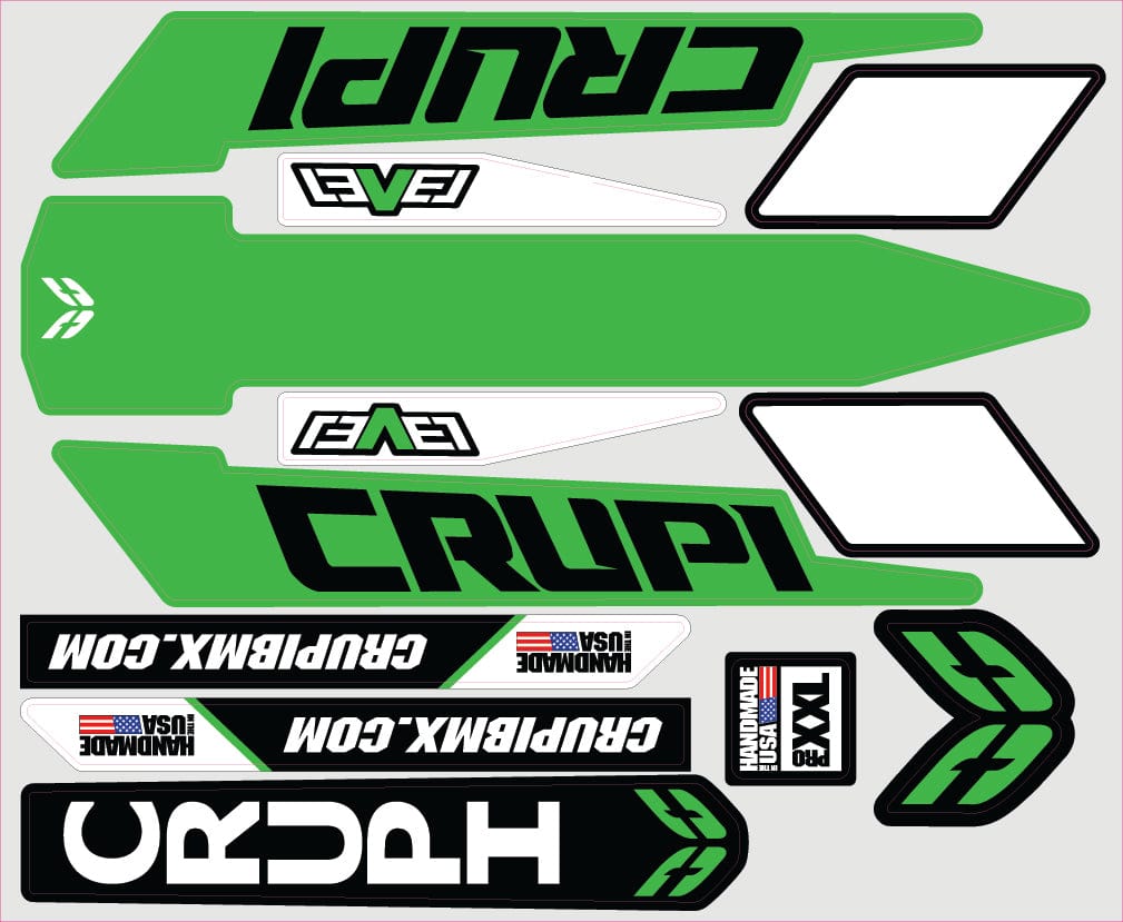 Crupi BMX Decals Pro / Green 2019 Crupi Level Frame Decals