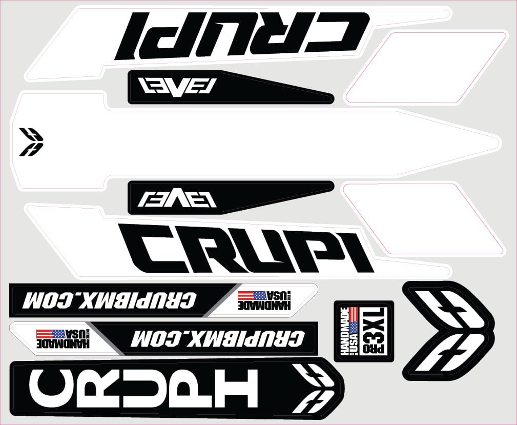 Crupi BMX Decals Pro / White 2019 Crupi Level Frame Decals
