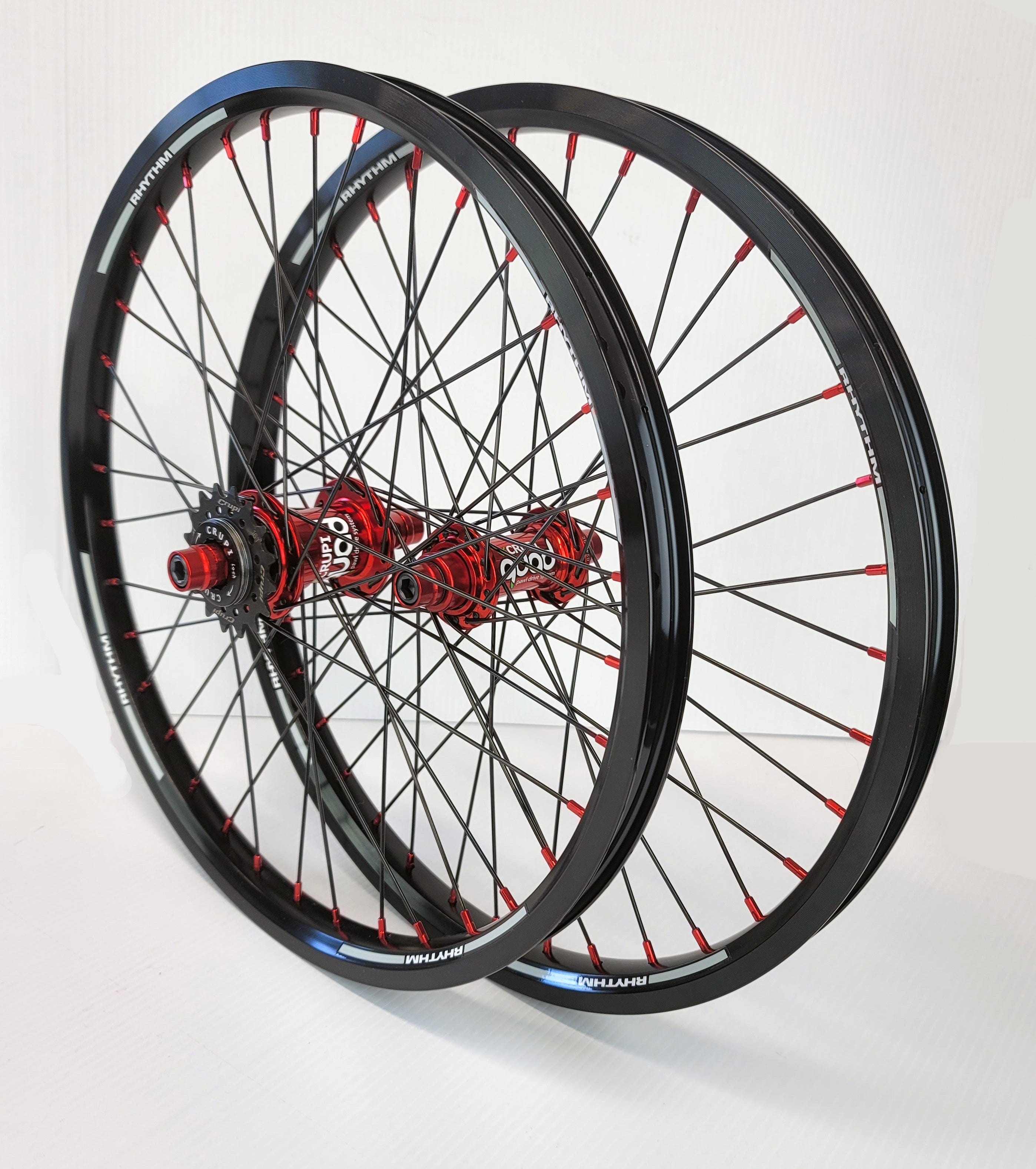 Crupi Parts Wheels OS20 36H Pro w/10mm Front / Black/Red Crupi OS20 Pro 36H Wheels