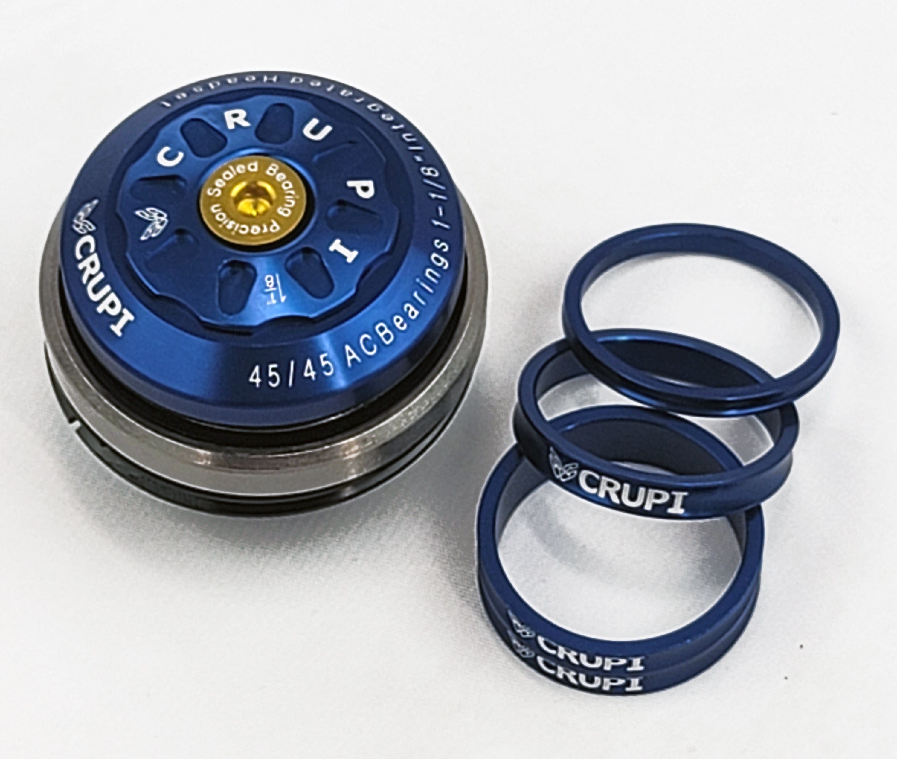 Crupi Parts Headset/Spacers 1.5" x 1-1/8" / Blue Crupi Factory 1.5" Pro Taper Headsets
