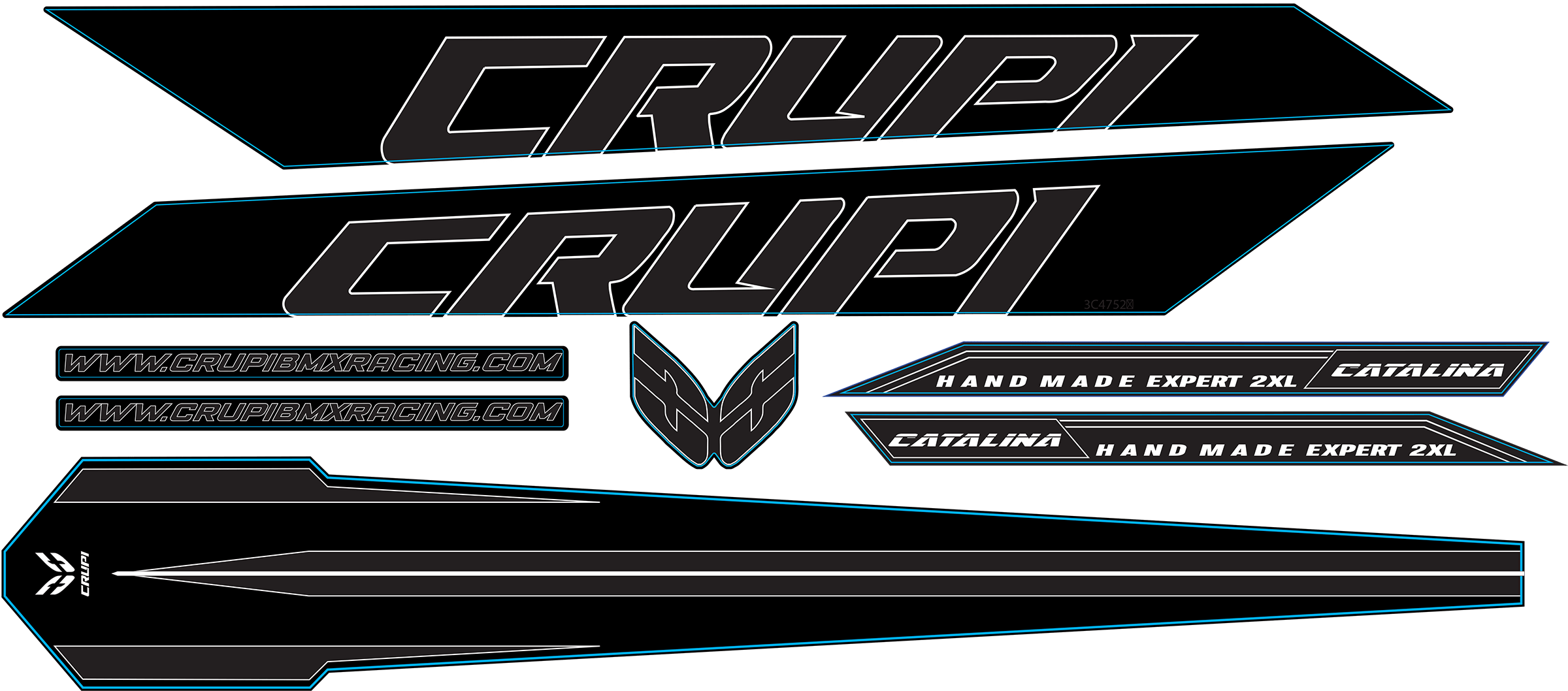 Crupi BMX Decals All Black 2025 Catalina2 Frame Decal kits