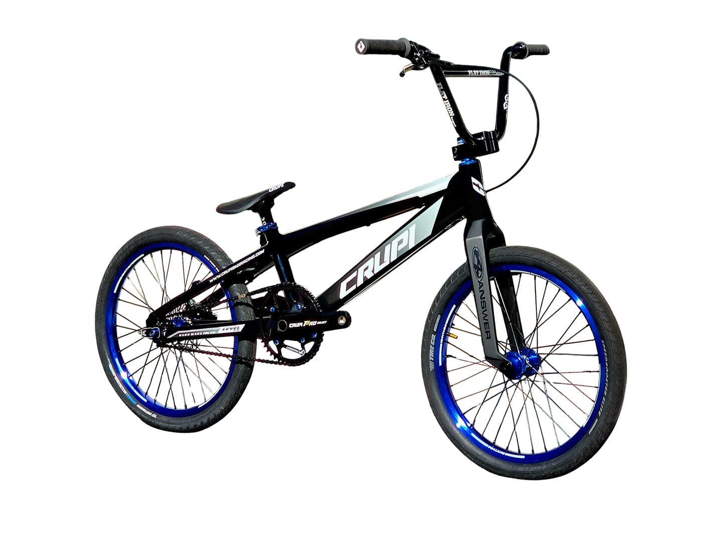 Crupi BMX Complete Bike Black / with Blue parts / with Black/White Fade decals Level 2.0 Pro Complete Bike