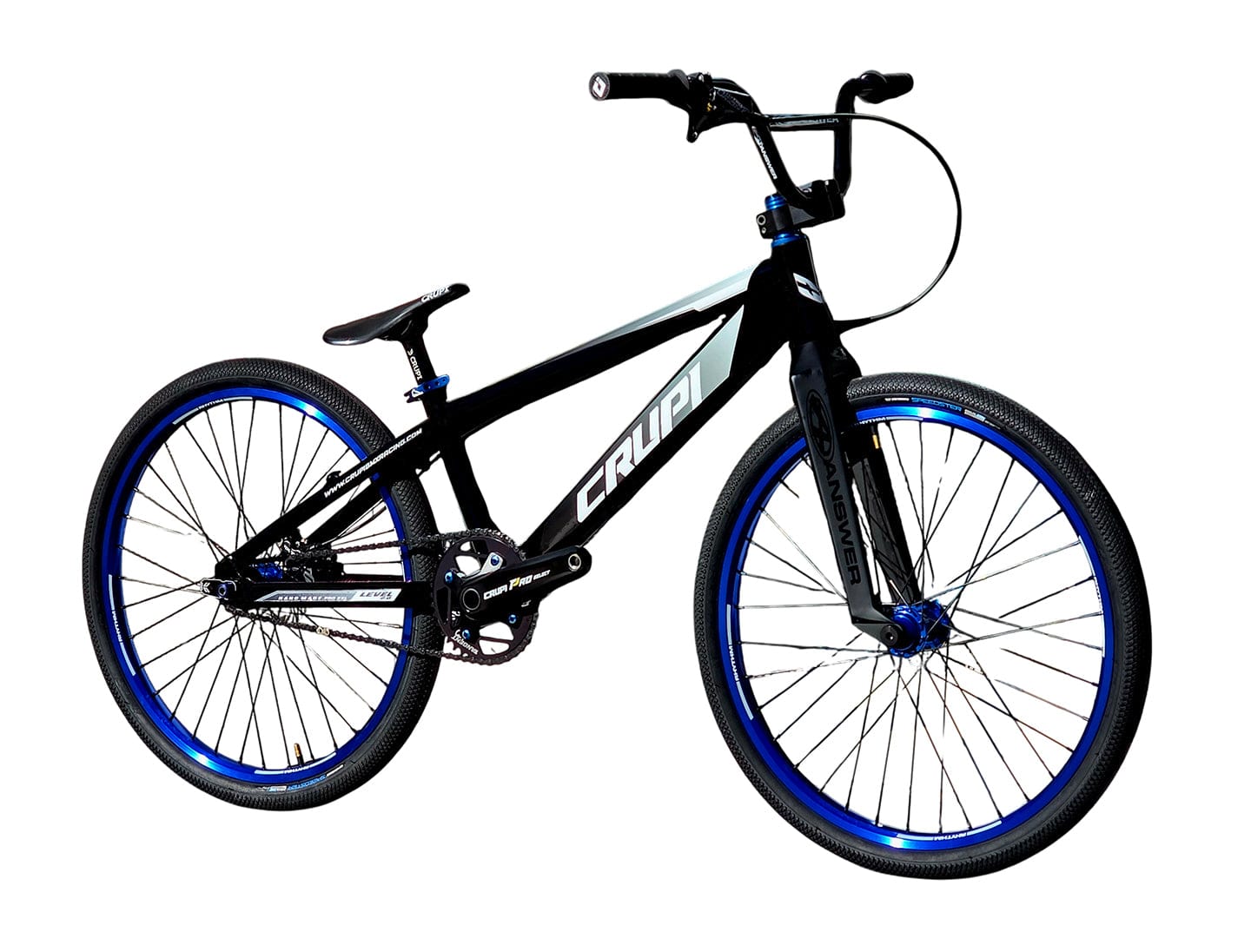 Crupi BMX Complete Bike Black / with Blue parts / with Black/White Fade decals Level 2.0 Pro Cruiser Complete Bike