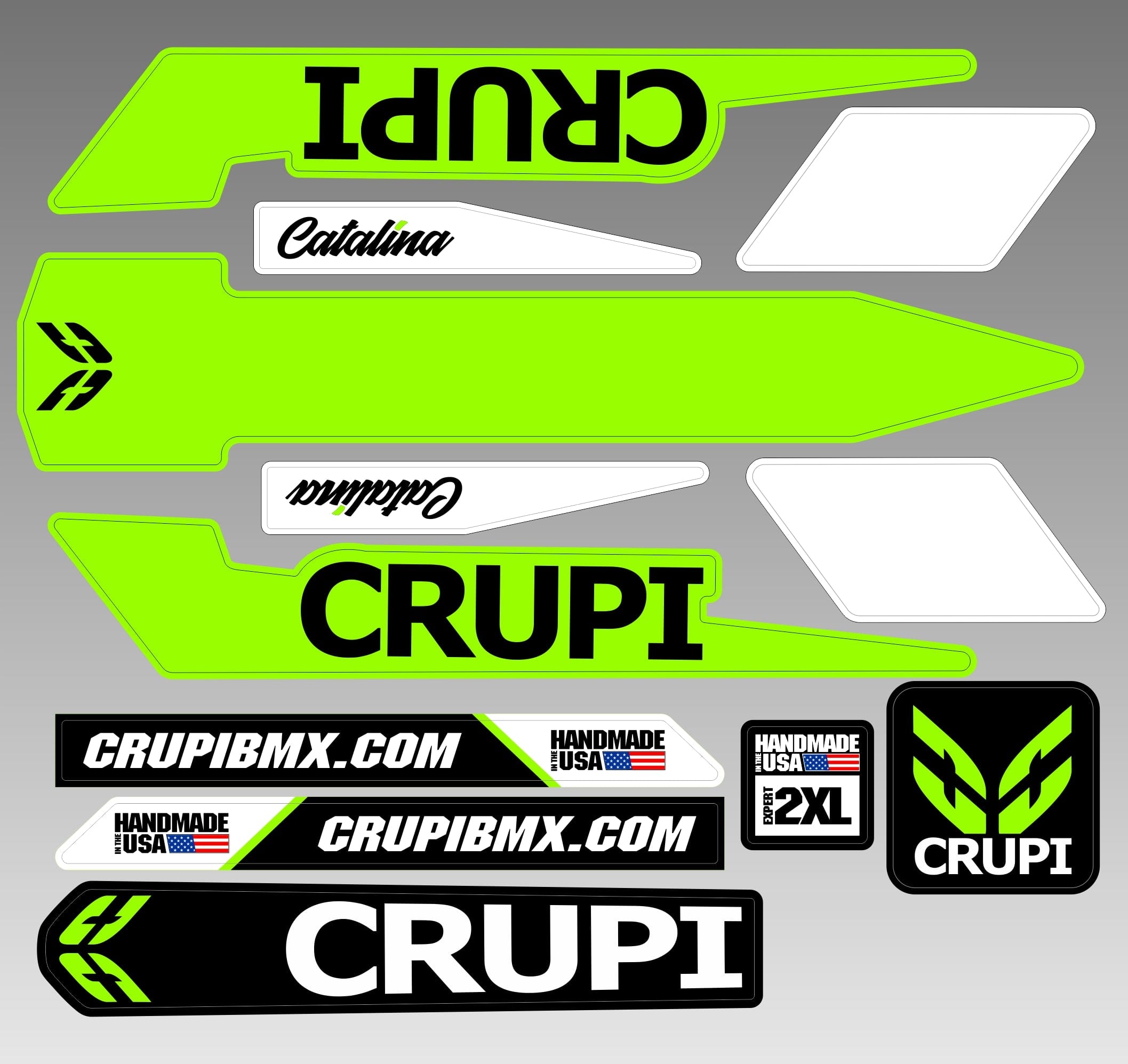 Crupi BMX Decals Micro / Green 2019 Crupi Catalina Frame Decals