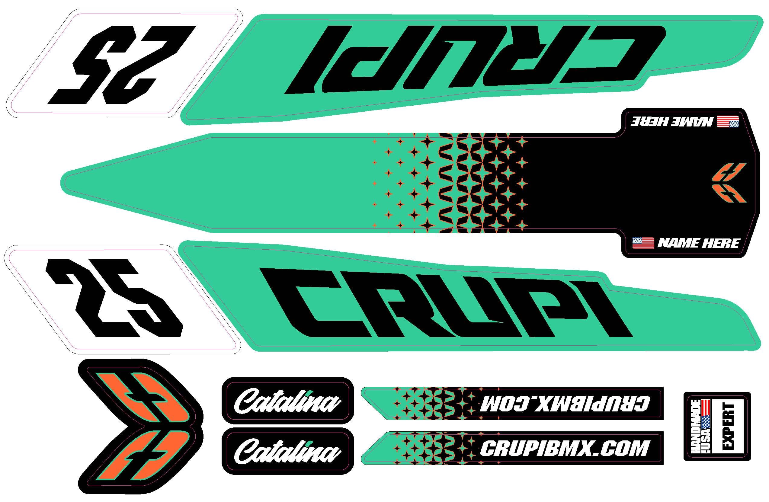 Crupi BMX Decals 2020 - 2023 CUSTOM Crupi Catalina Frame Decals