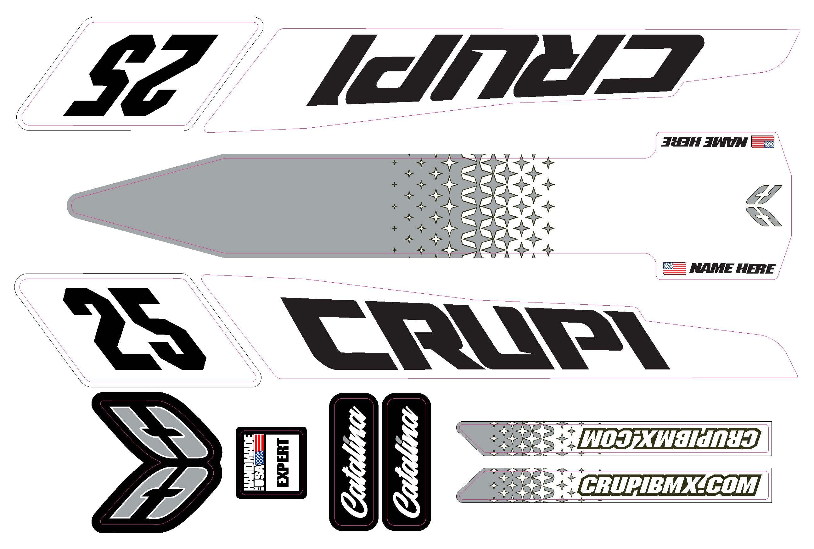 Crupi BMX Decals 2020 - 2023 CUSTOM Crupi Catalina Frame Decals