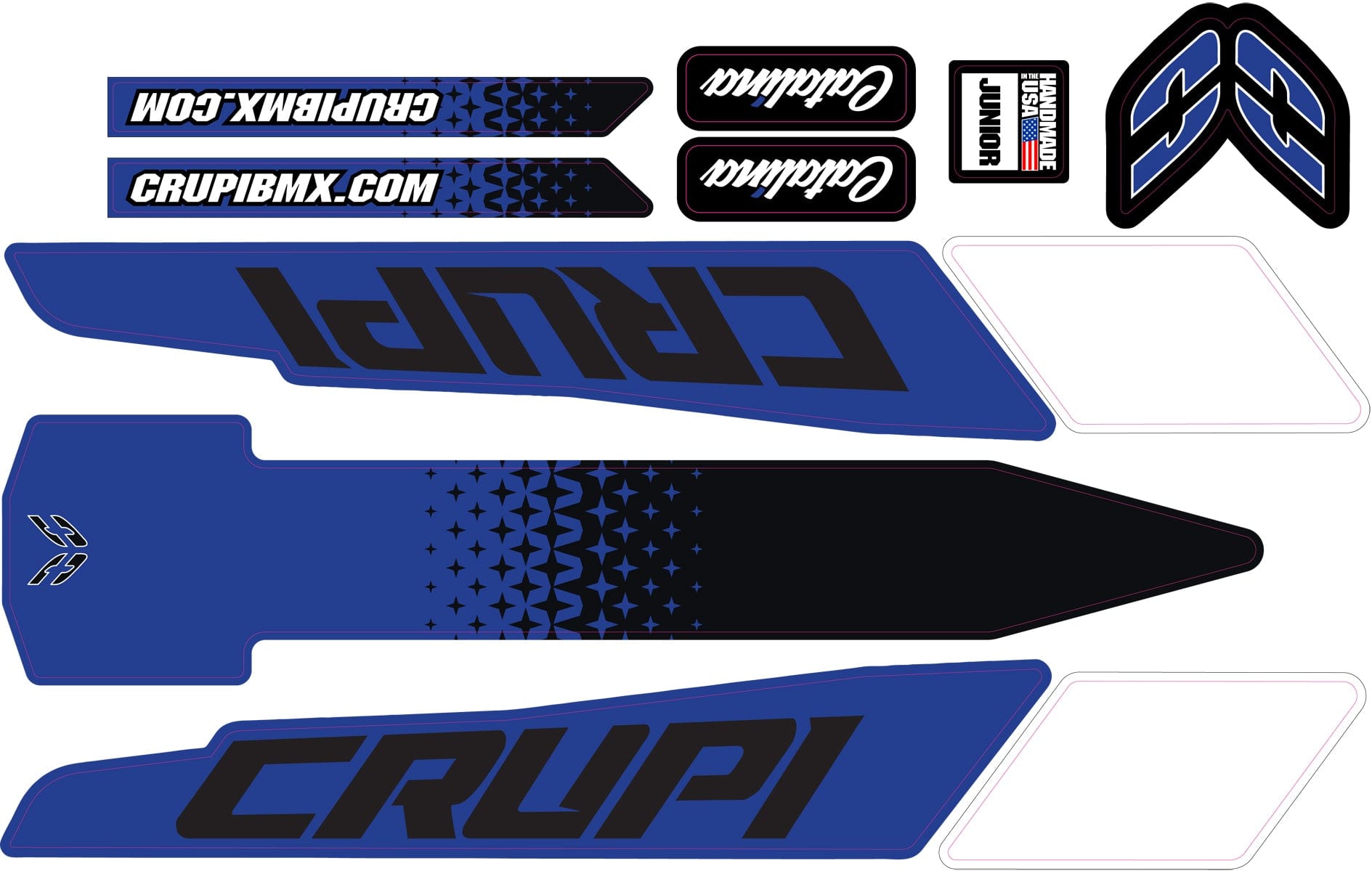 Crupi BMX Decals Micro / Blue/Black 2020 - 2023 Crupi Catalina Frame Decals