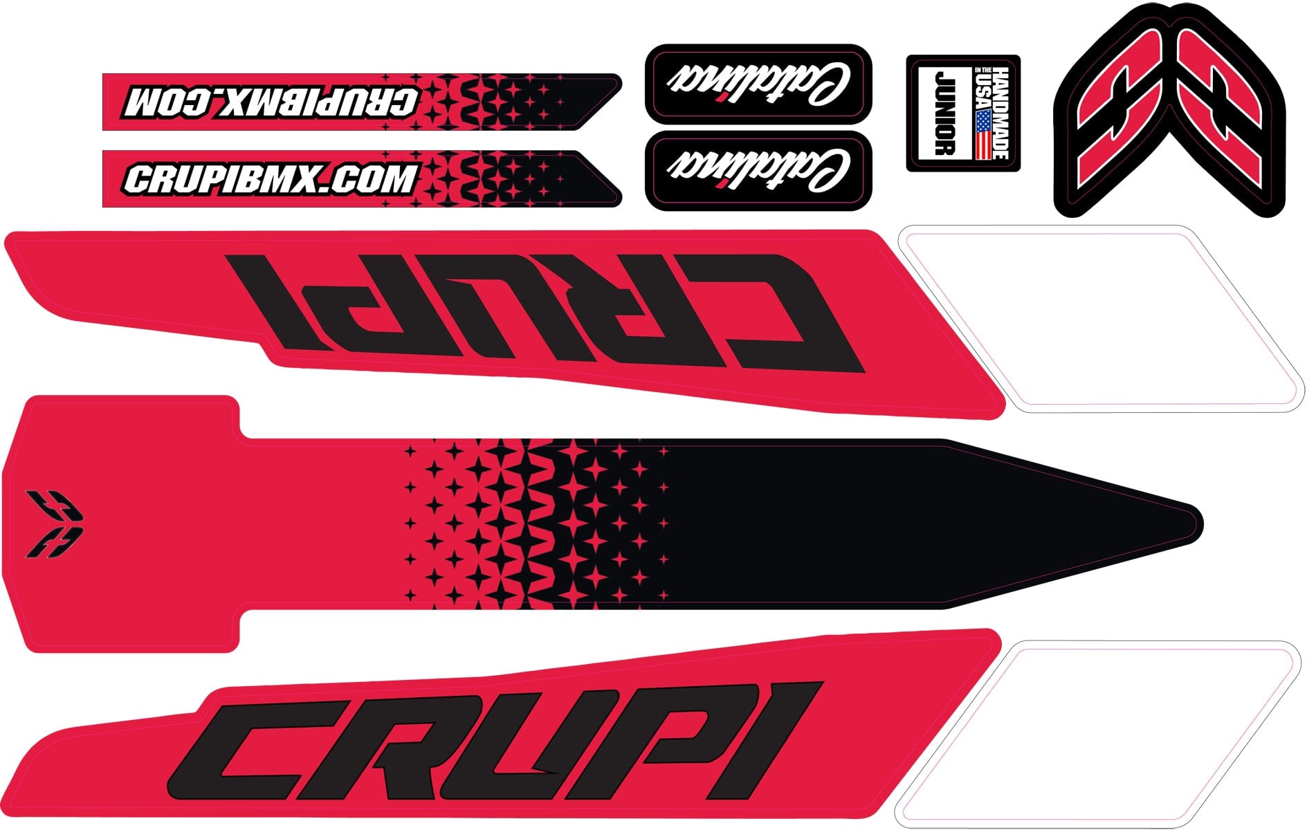 Crupi BMX Decals Micro / Red/Black 2020 - 2023 Crupi Catalina Frame Decals