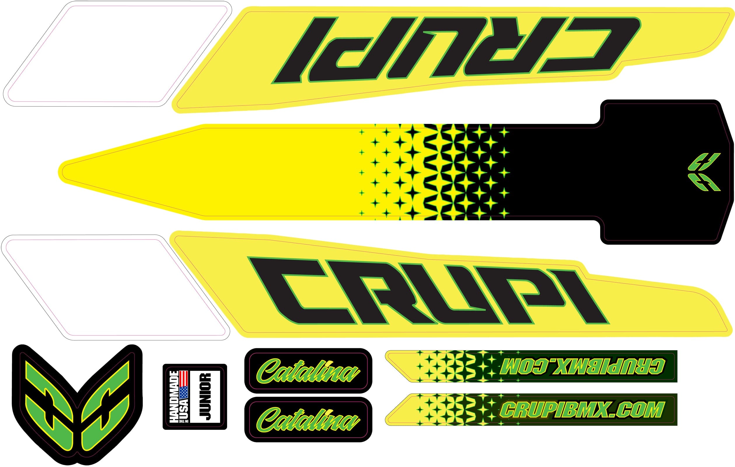 Crupi BMX Decals Micro / Team Green 2020 - 2023 Crupi Catalina Frame Decals