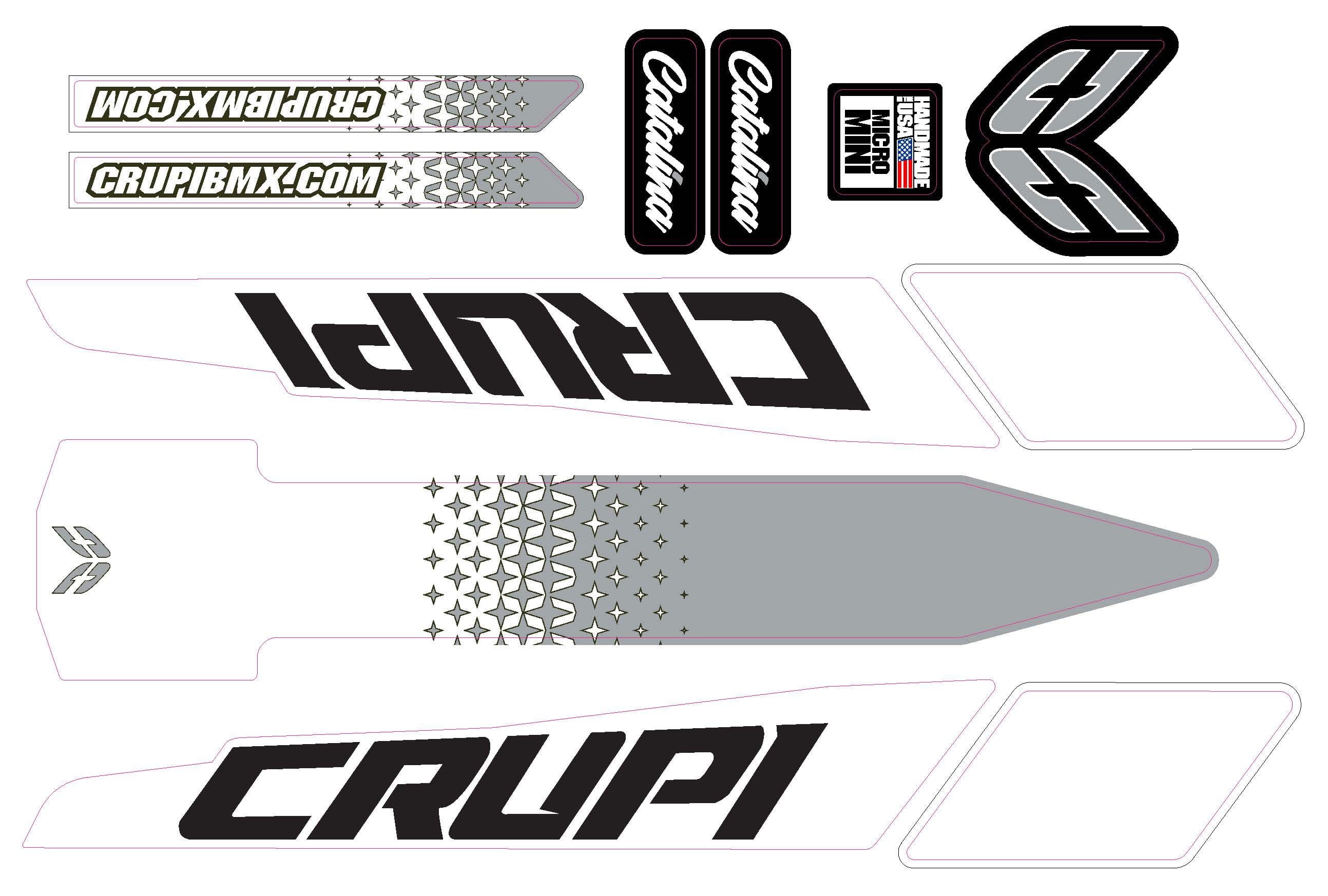 Crupi BMX Decals 2020 - 2023 Crupi Catalina Frame Decals