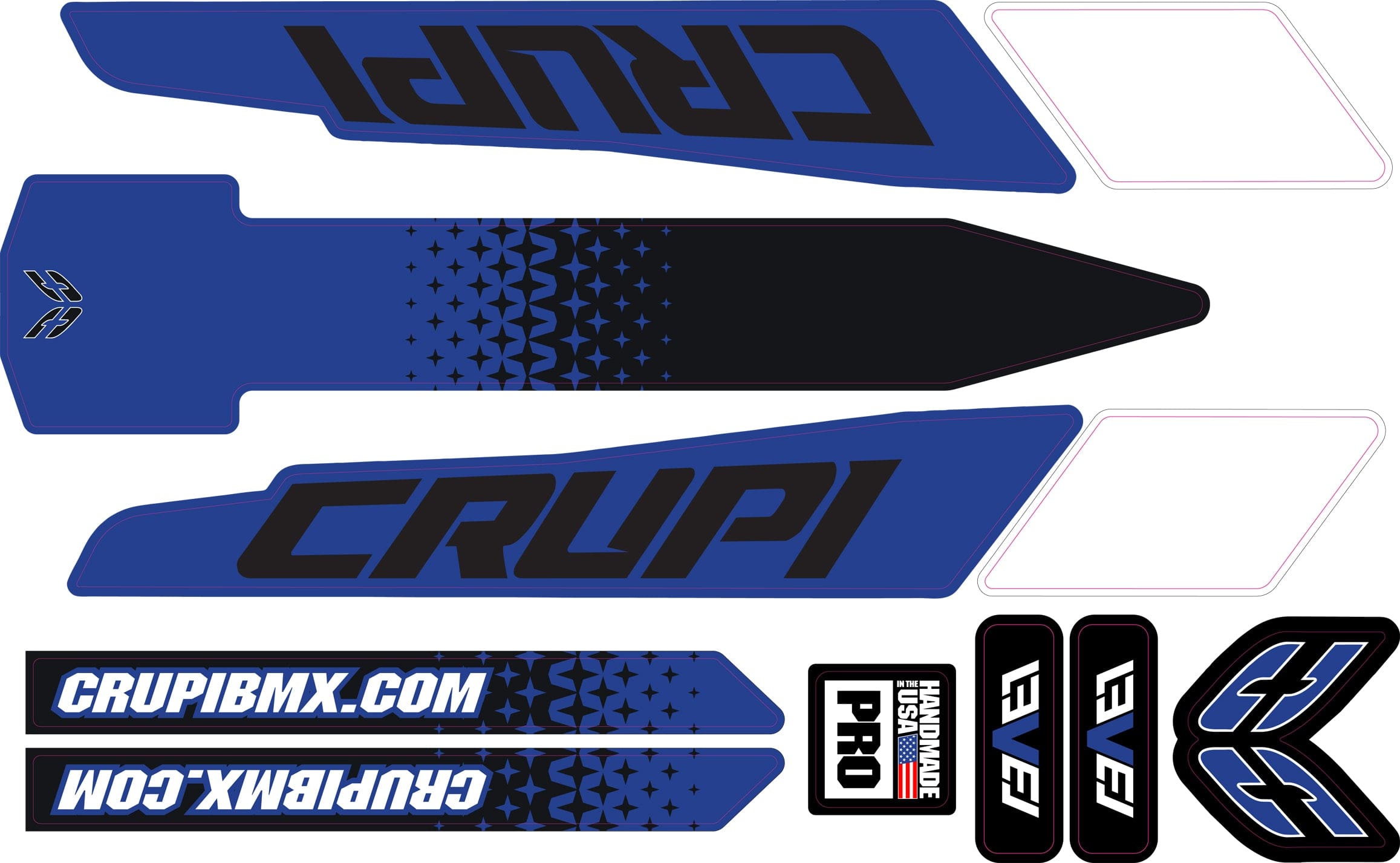 Crupi BMX Decals Pro / Blue/Black 2020 - 2023 Crupi Level Frame Decals
