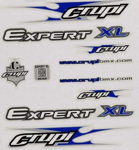 Crupi BMX Decals Pro XXL / Blue n White 2005 - 2007 Frame Decal Set