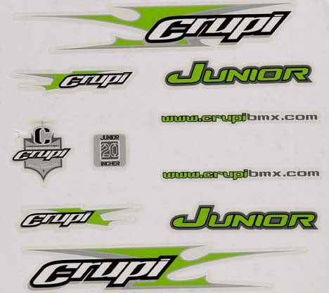 Crupi BMX Decals Mini / Green n White 2005 - 2007 Frame Decal Set