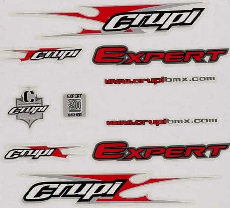 Crupi BMX Decals Junior Cruiser / Red n White 2005 - 2007 Frame Decal Set