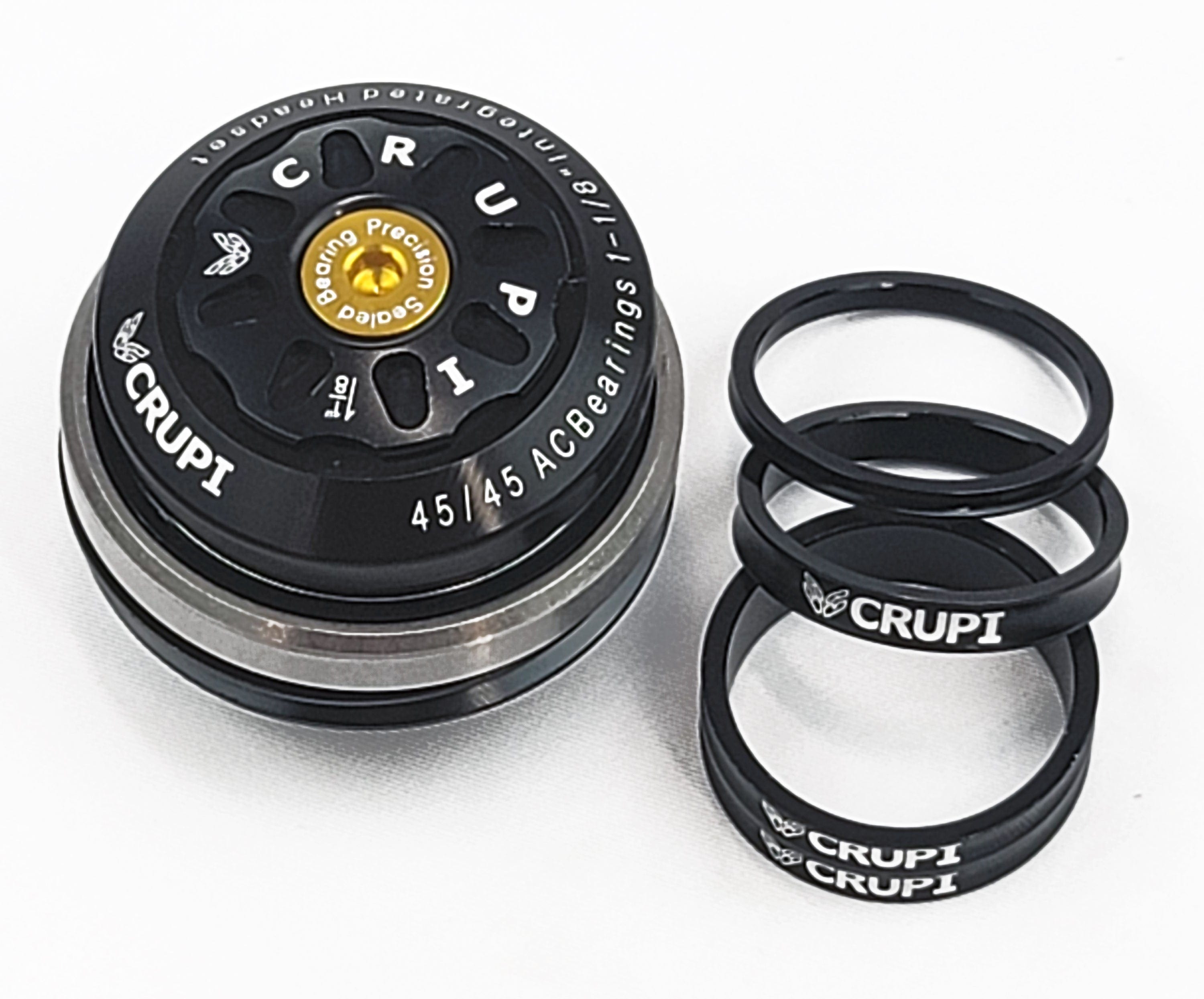 Crupi Parts Headset/Spacers 1.5" x 1-1/8" / Black Crupi Factory 1.5" Pro Taper Headsets