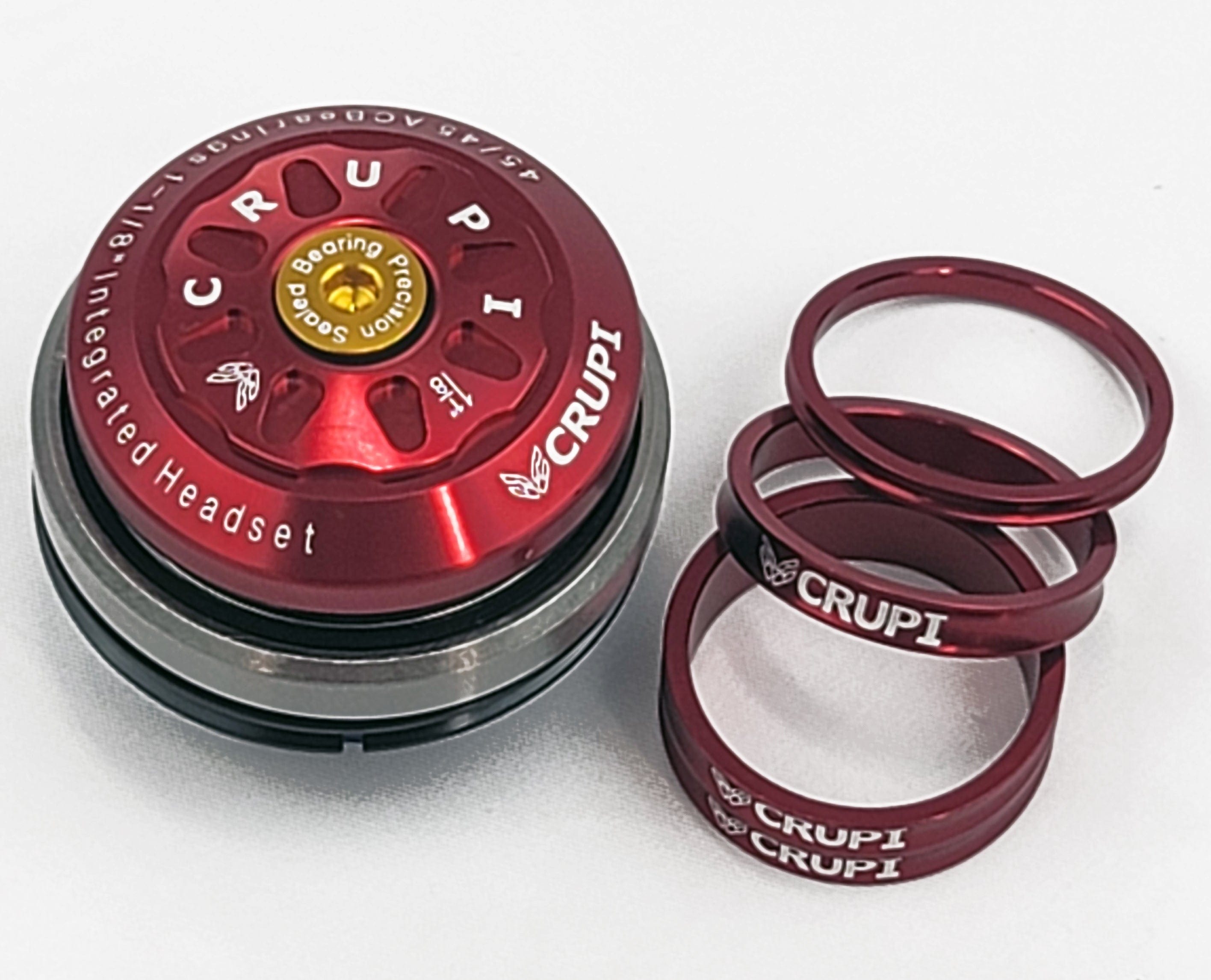 Crupi Parts Headset/Spacers 1.5" x 1-1/8" / Red Crupi Factory 1.5" Pro Taper Headsets